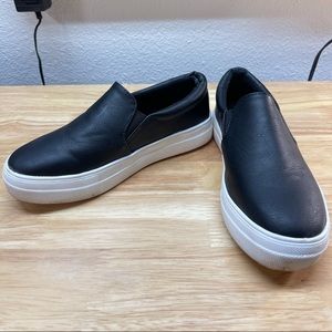 Faux Leather Platform Slip On Sneakers